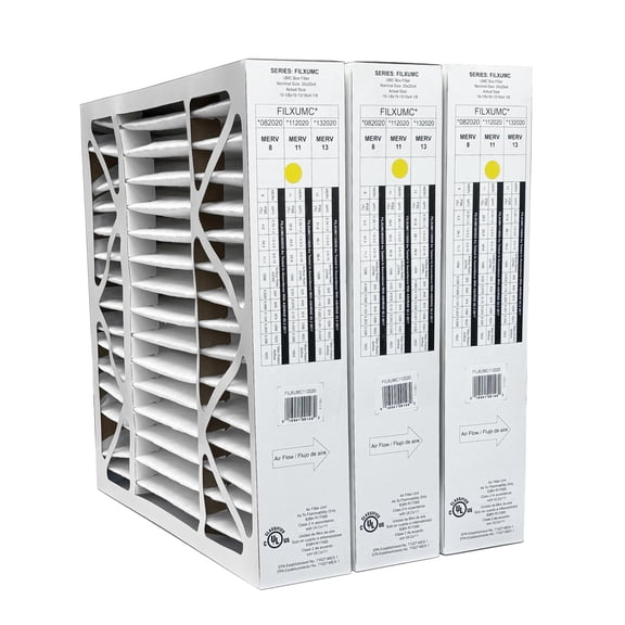 Carrier & Bryant FILXUMC112020 (3-Pack) - 20" x 20" x 4" Pleated Air Filter, MERV 11 replaces old part # FILXXFNC0121