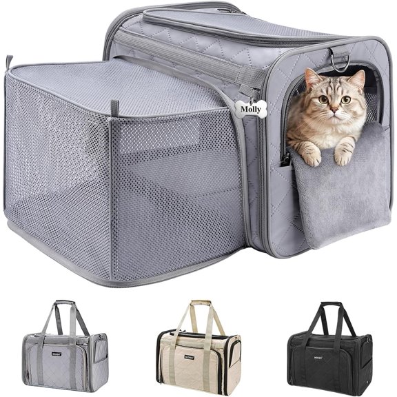 Carrier Soft for Small to Medium-Sized Cats,Up to 15 Lbs, TSA Airline Approved Soft Sided Pet Carrier,Collapsible Travel Carry Bag(Grey)