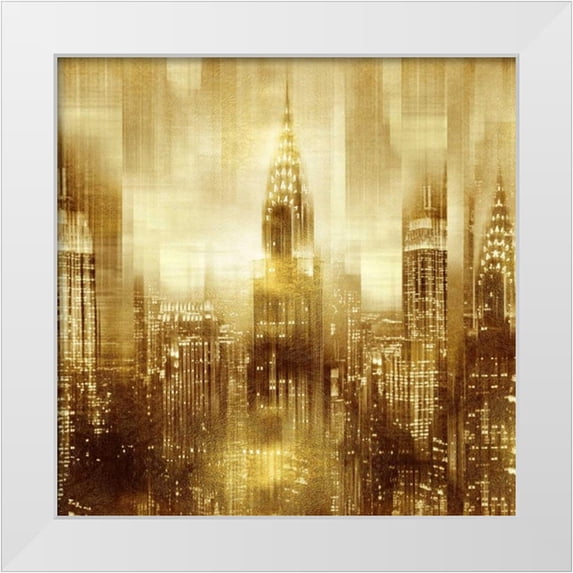 Carrigan, Kate 15x15 White Modern Wood Framed Museum Art Print Titled - NYC - Reflections in Gold I