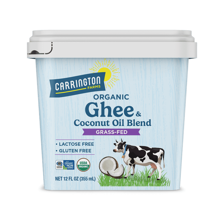 Carrington Farms, Organic Coconut Oil & Ghee, 12oz, Grass-Fed Tub