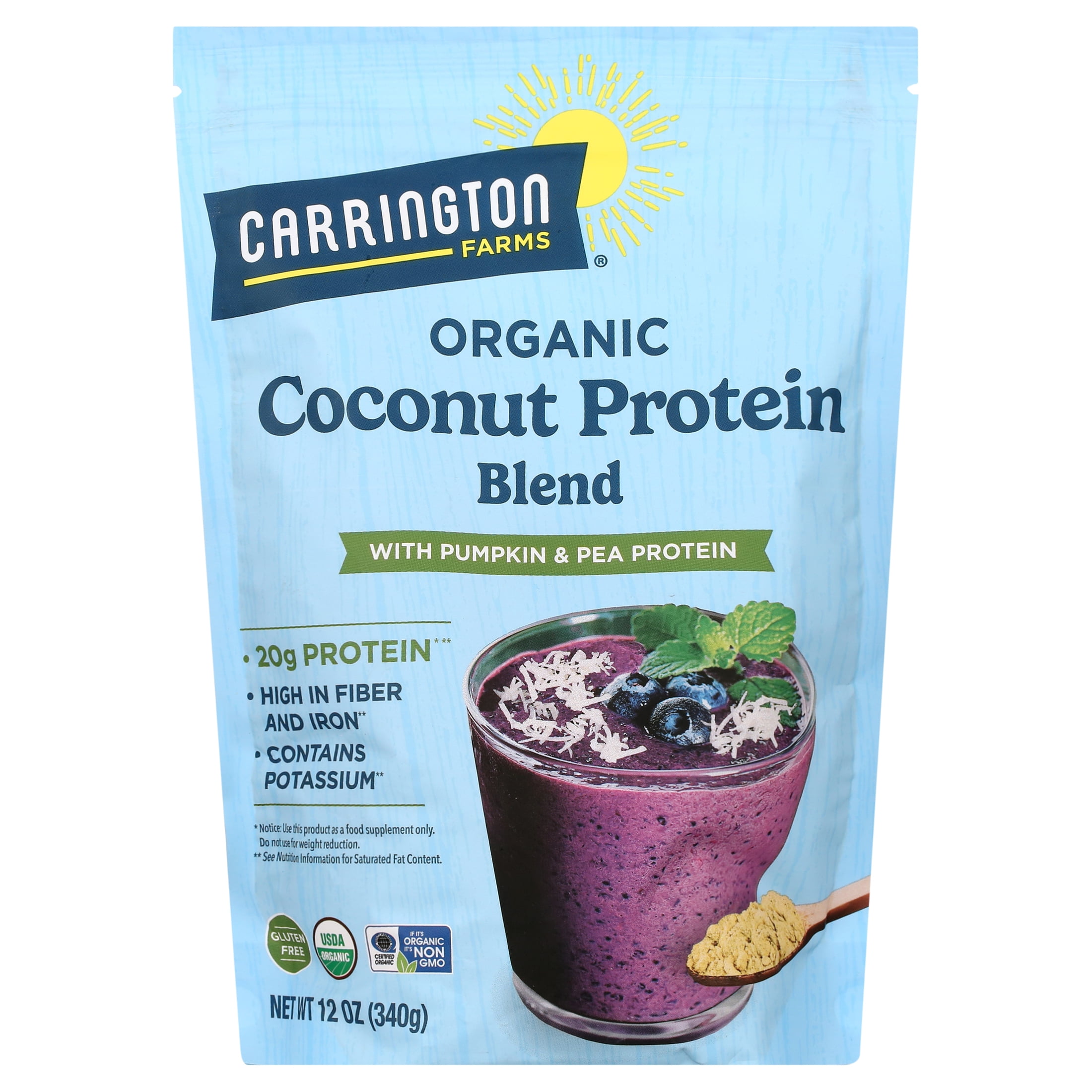 Carrington Farms Organic Coconut Vegan High Protein Powder, 12oz