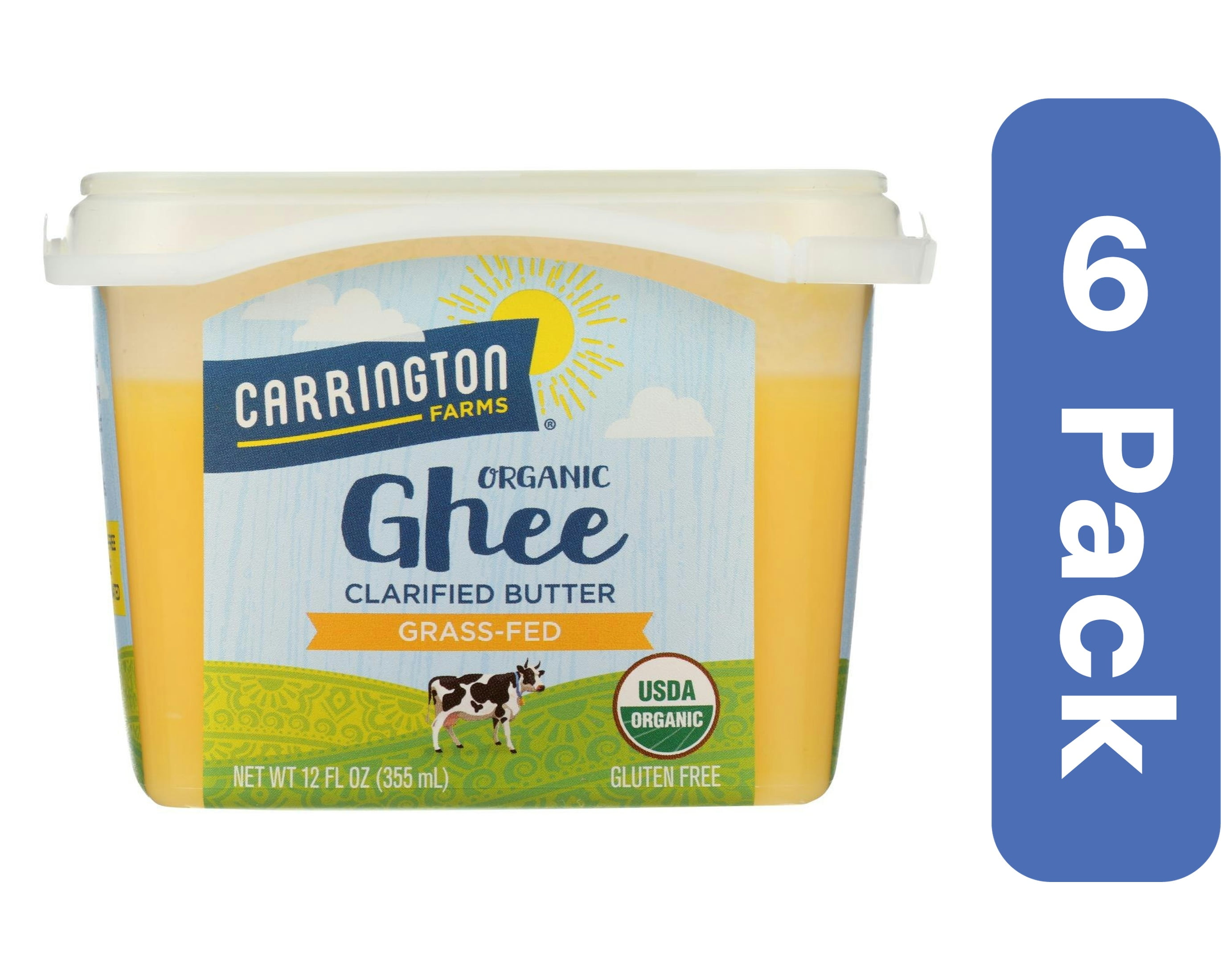 Carrington Farms Organic Ghee Clarified Butter 12 oz (Pack of 6)