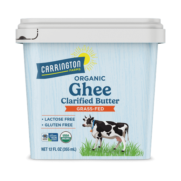 Carrington Farms Organic Ghee Clarified Butter Grass fed Gluten Free, 12 oz
