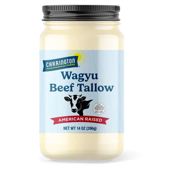 Carrington Farms Premium Wagyu Beef Tallow 14 oz - Rich and Natural Cooking Oil