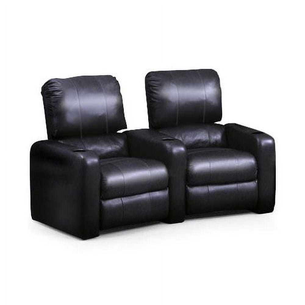 Carrington Hall 2Seat Home Theater Recliner Seating, Black Leather