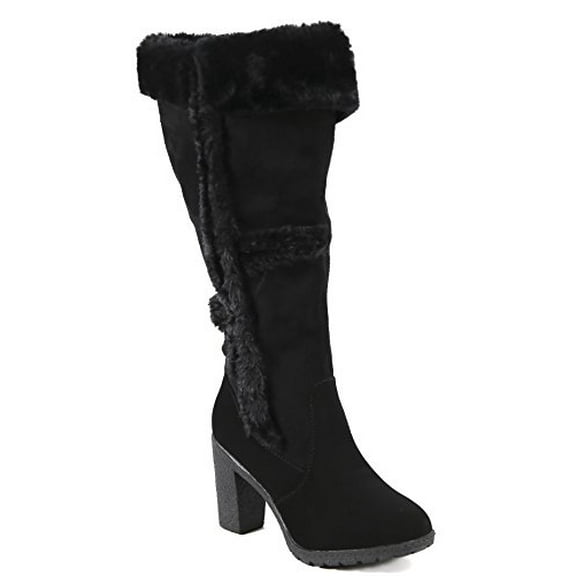 Carrini CA Collection Womens Fashion Faux Fur-Accented Zip-Up Boots