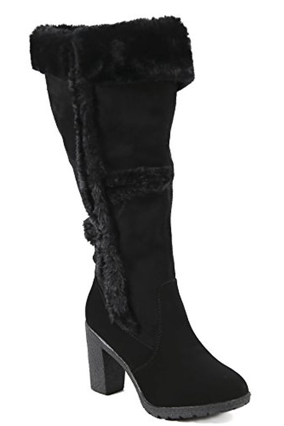 Carrini CA Collection Womens Fashion Faux Fur-Accented Zip-Up Boots