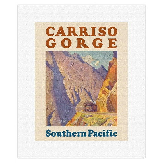 Carriso (Carrizo) Gorge California - Southern Pacific Railroad - Vintage Railroad Travel Poster by Maurice Logan c.1929 - Fine Art Rolled Canvas Print 11in x 14in