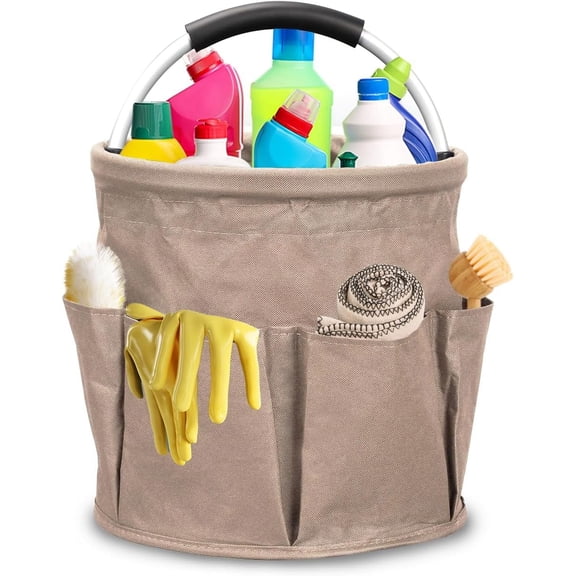 <new_title>Portable Cleaning Bucket Organizer with Handle, 17L, for Storing Towels, Khaki</new_title>