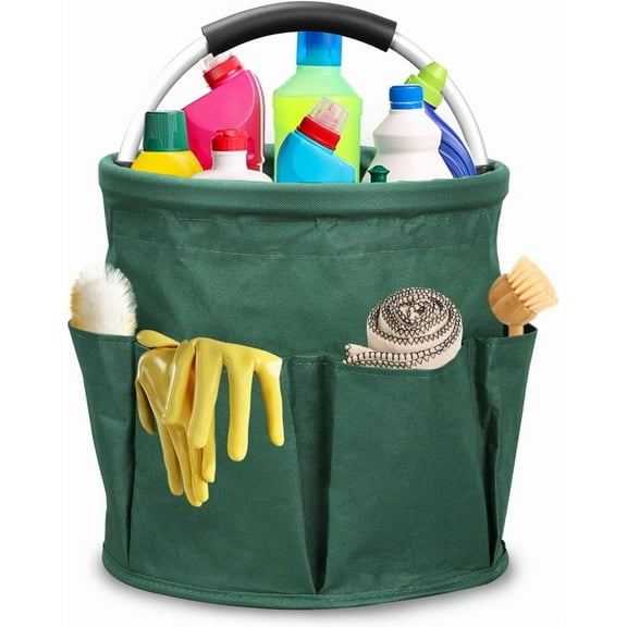 17L Cleaning Cart with Handle, Cleaning Supply Organizer, Portable Cleaning Bucket Organizer for Towels, Green