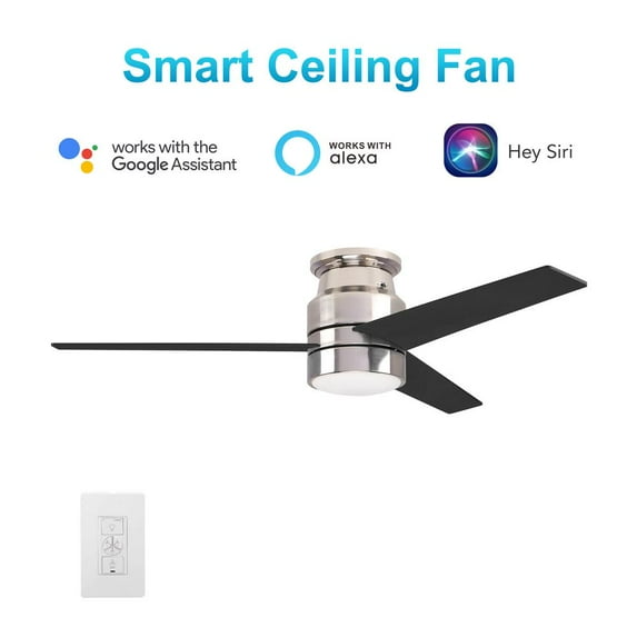Raiden 52-inch Indoor Smart Ceiling Fan with LED Light Kit and Wall Control, Works with Alexa/Google Home/Siri