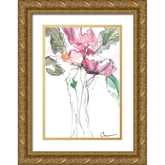 Carroccio, Lisa 17x24 Gold Ornate Wood Framed with Double Matting Museum Art Print Titled - Flower Bouquet