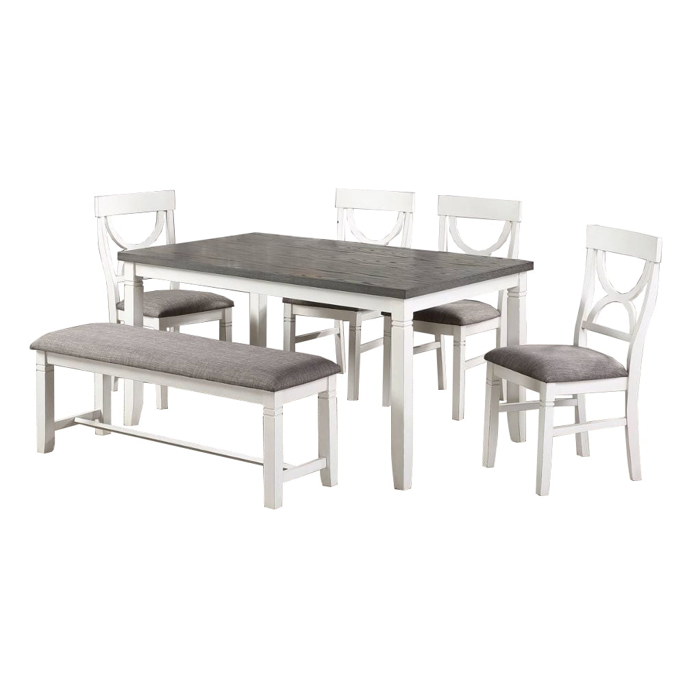 Carrol 6-Piece White and Gray Wood Dining Set