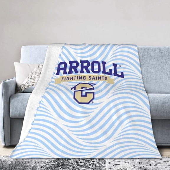 Carroll College Fighting Saint Logo Fleece Blanket, Very Soft Microfiber Flannel Blanket for Couch Warm and Cozy for All Seasons
