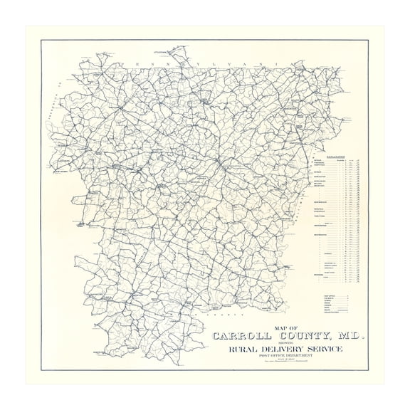 Carroll County Maryland Art, 1911 Vintage Map of Carroll County MD History Wall Decor Gift, Old Carroll County MD Map - 30" x 30" Unframed Print
