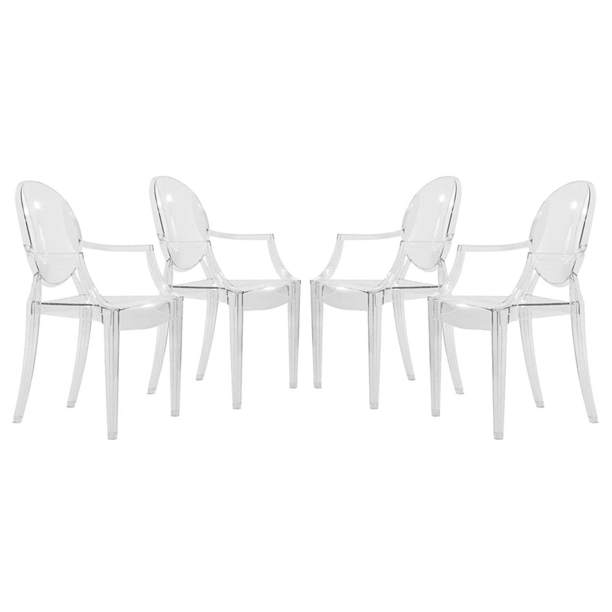 Carroll Clear Acrylic Stackable Dining Chairs, Set of 4