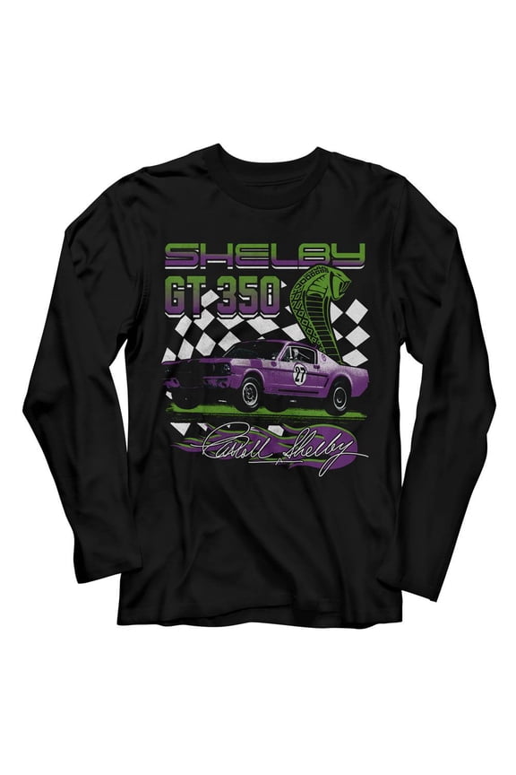 Carroll Shelby GT 350 Racing Black Adult Long Sleeve Shirt