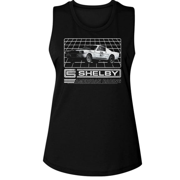 Carroll Shelby Grid Black Women's Muscle Tank Top T-Shirt