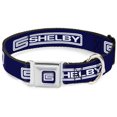 thumbnail image 1 of Carroll Shelby Pet Collar, Dog Collar Metal Seatbelt Buckle, Carroll Shelby CS Racing Logo Block Navy White, 11 to 16.5 Inches 1.0 Inch Wide, 1 of 9