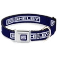 thumbnail image 1 of Carroll Shelby Pet Collar, Dog Collar Metal Seatbelt Buckle, Carroll Shelby CS Racing Logo Block Navy White, 16 to 23 Inches 1.5 Inch Wide, 1 of 9
