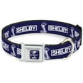 thumbnail image 1 of Carroll Shelby Pet Collar, Dog Collar Metal Seatbelt Buckle, Shelby Box Logo and Super Snake Cobra Blue White, 13 to 17 Inches 1.5 Inch Wide, 1 of 8