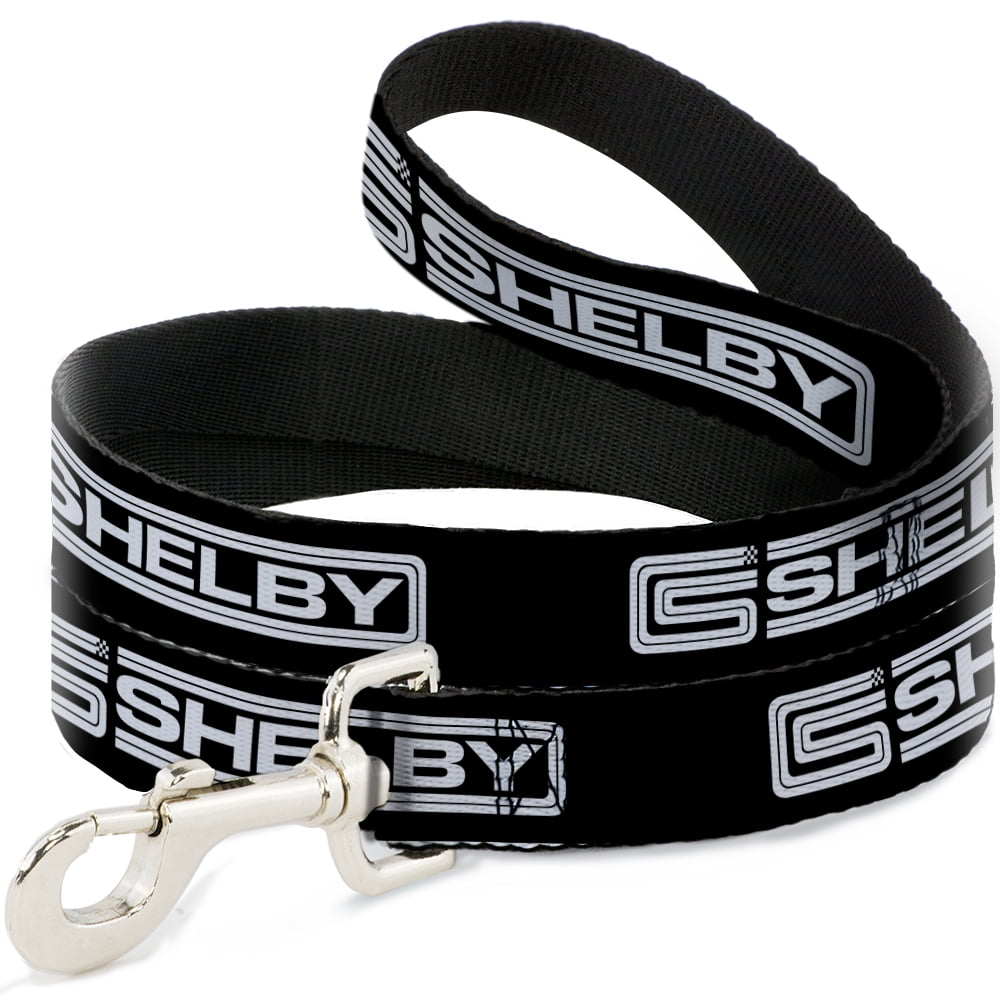 Carroll Shelby Pet Leash, Dog Leash, Carroll Shelby CS Shelby Racing Logo Block Black White, 6 Feet Long 1.0 Inch Wide