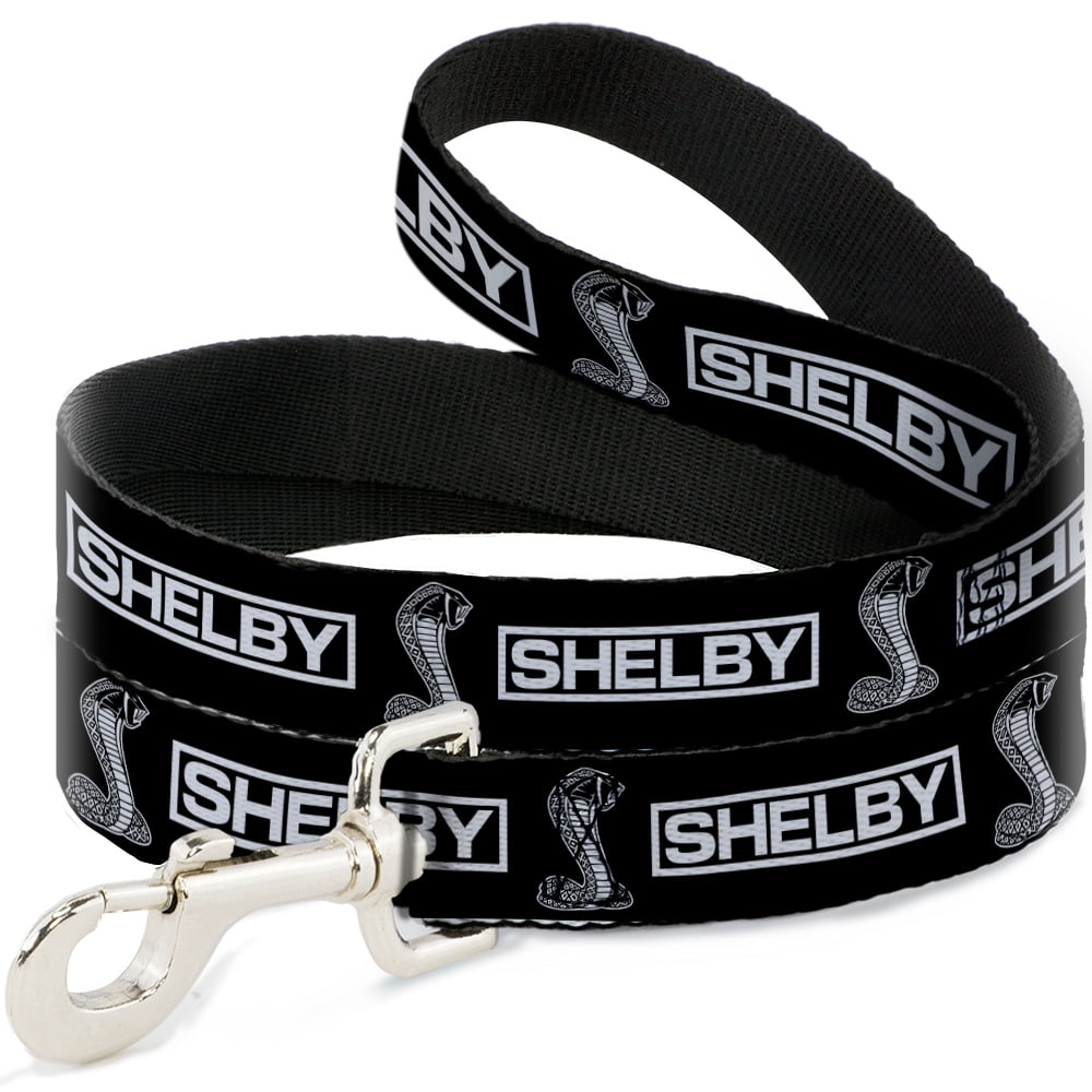 Carroll Shelby Pet Leash, Dog Leash, Shelby Box Logo and Super Snake Cobra Black White, 6 Feet Long 1.0 Inch Wide