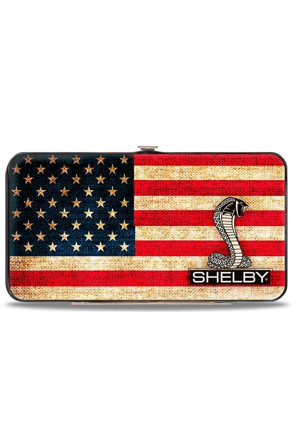 Carroll Shelby Wallet, Hinged, Shelby Tiffany Box Americana Black White, Vegan Leather