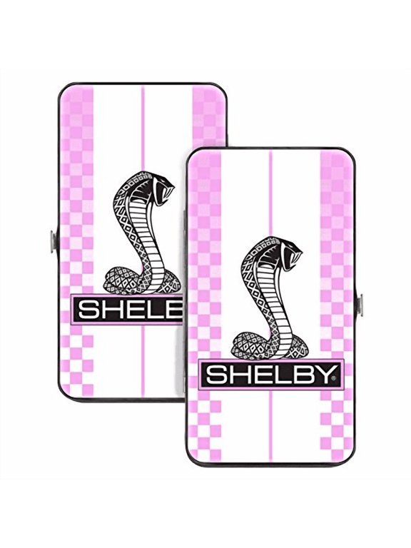 Carroll Shelby Wallet, Hinged, Shelby Tiffany Box Checker Stripe White Pinks Black, Vegan Leather