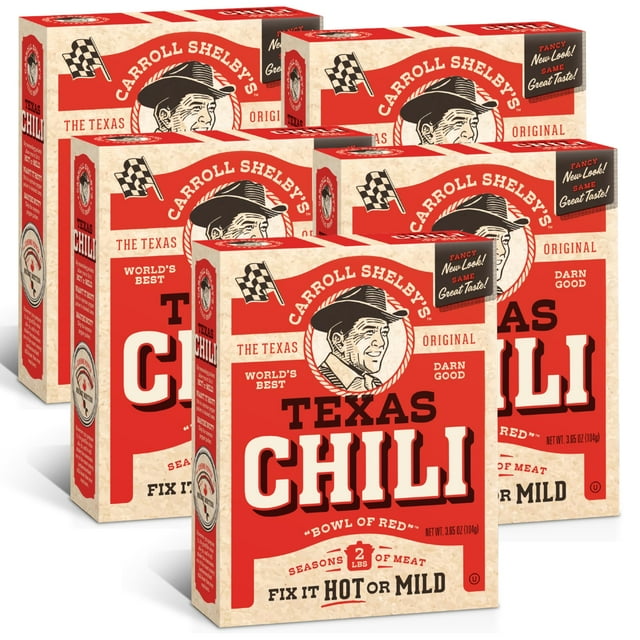 Carroll Shelby's Original Texas OIF8 Chili Mix Kit, 3.65 Ounce Box
