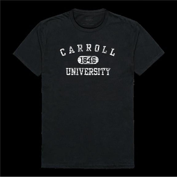 Carroll University Pioneers Distressed Arch College T-Shirt, Black - 2XL