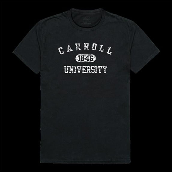 Carroll University Pioneers Distressed Arch College T-Shirt, Black - Extra Large