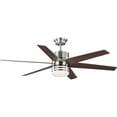 thumbnail image 1 of 9.4250074009e+012-Progress Lighting-Carrollwood - 56 Inch 6 Blade Ceiling Fan with Light Kit   Brushed Nickel Finish with American Walnut/Silver Blade, 1 of 7