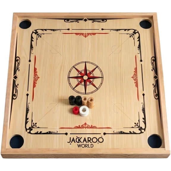Carrom Board Game, Standard Carrom Boards 29 inches x 29 inches, Oak Wooden Board 22 Coins + 2 Strikers (Extra Pieces), Fun Carom board, American Style Carrom Table for Adults & Family