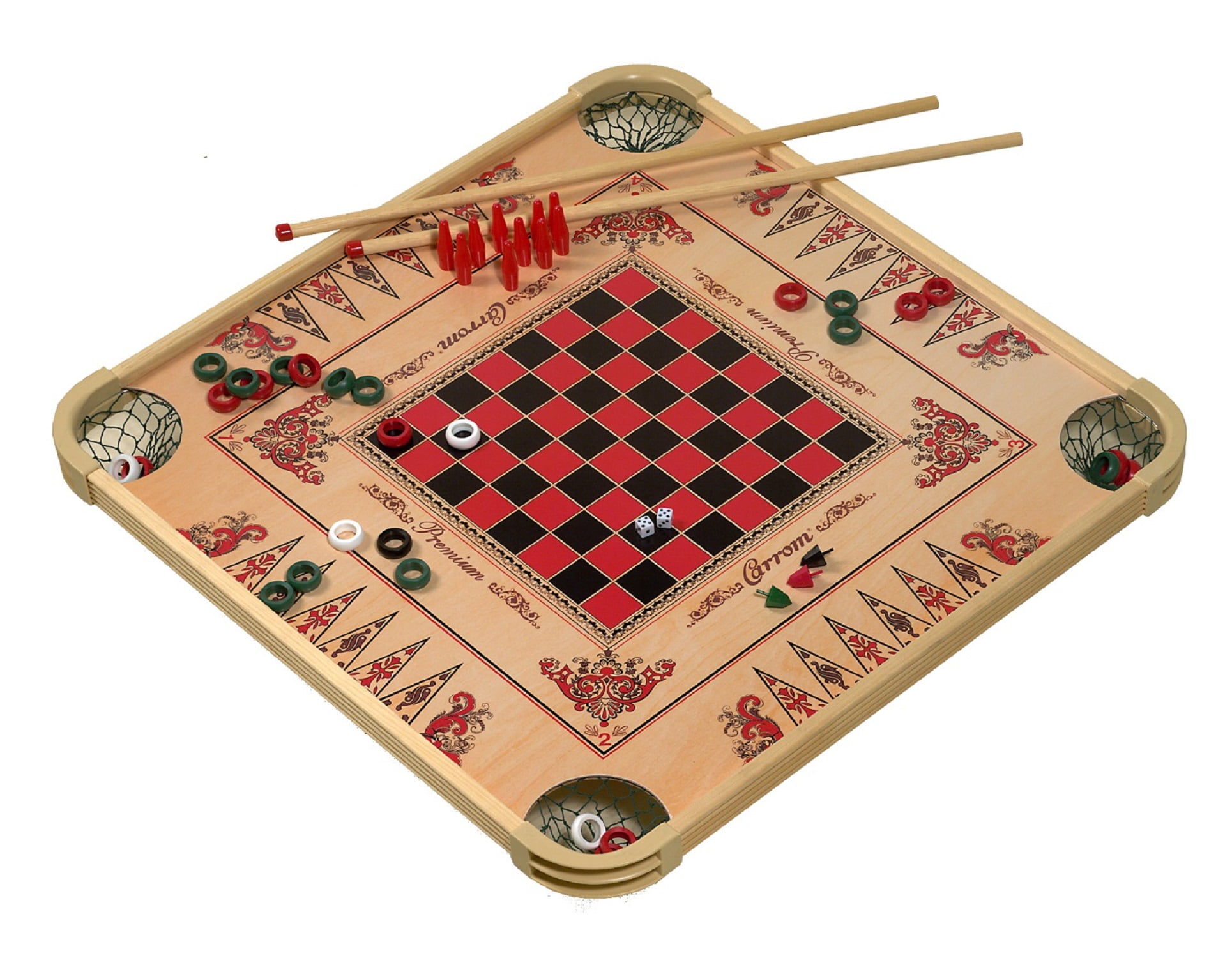 Carrom Board Game Set &mdash; Large Board Games for Adults &amp; Children &mdash; Over 100 Board Games for Family Game Night &mdash; All in One Board Game Set