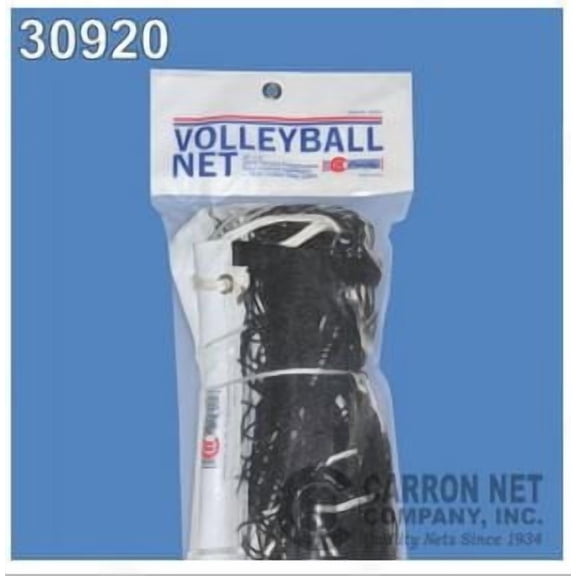 Carron Polyethylene Volleyball Net, 32' X 3', 2mm polyethylene, 1/4" Steel Cable top, Tie Cords for Bottom