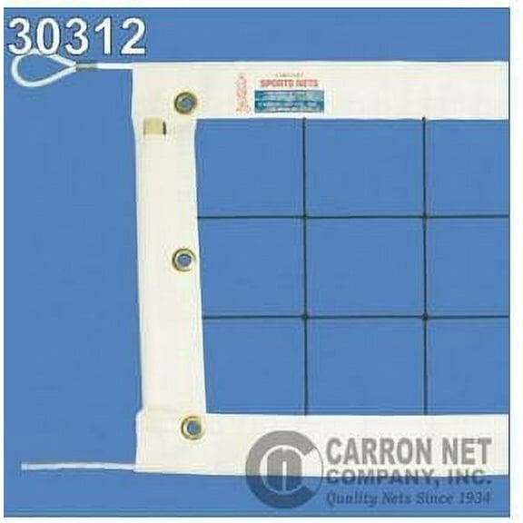 Carron Super Pro Volleyball Net, 32' X 3', 36 Nylon, 1/4" Steel Cable top, Poly Rope Bottom