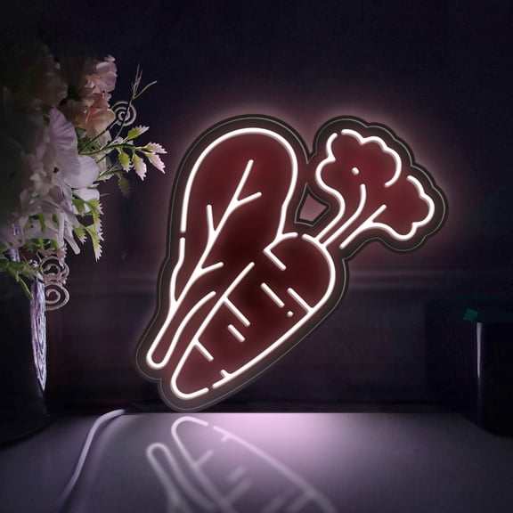 Carrot And Greens Led Light Box, Dimmable Neon-Like Light Signs USB Power for Wall Decor Bedroom Decoration, Static Light (WxH) 8"x7"