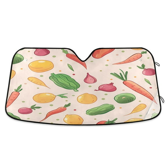 Carrot Beet Onion Car Windshield Sun Shade Foldable Car Front Window Visor Heat and UV Protection 55x27.6