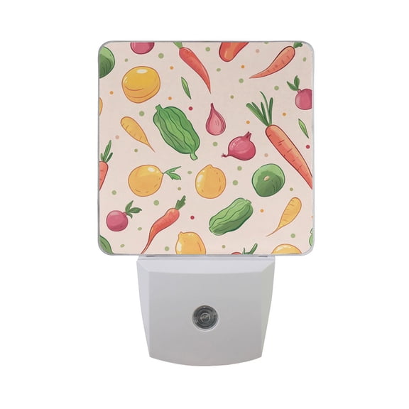 Carrot Beet Onion Night Light 2 Pack LED Nightlight Plug into Wall Dusk to Dawn Sensor Soft White
