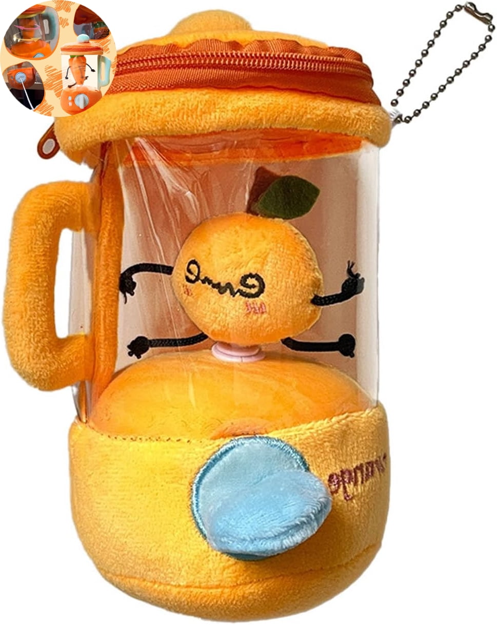 Carrot Blender Plush Toy, Spinning Carrots in a Blenders Stuffy with Zipper Storage & Keychain Clip, Funny Plush Juicer for Kids, Desk Decor and Gifts