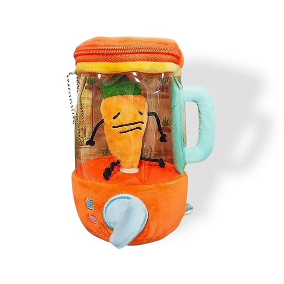 Carrot Blender Plush Toy, Spinning Carrots in a Blenders Stuffy with Zipper Storage & Keychain Clip, Funny Plush Juicer for Kids, Desk Decor and Gifts