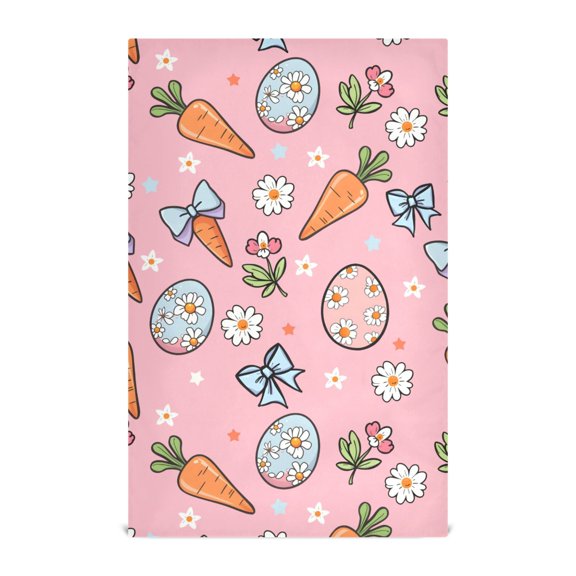 Carrot Bow Resurrection Egg Pattern Kitchen Towels Waffle Weave Decorative Tea Towels Multi Use Dishcloths 28x18in