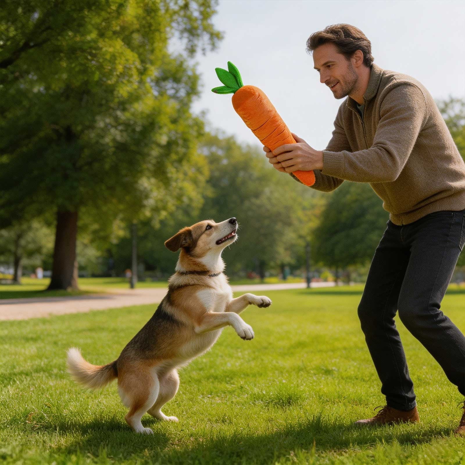 Carrot Dog Toy,Giant Carrot Dog Toy,Giant Carrot Dog Toy with Squeaker-100% Polyester Soft Plush Chew Toy for Small & Medium Dogs, Durable Design for Teething Puppies