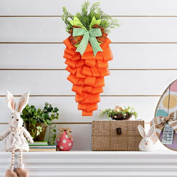 Carrot Garland Easter Decor Easter Door Wreath Swag Easter Carrot Ornament Easter Party Supplies Easter Wreath Bows Easter Wreath Decoration Burlap Wreath Front Door Cloth Coat Hanger