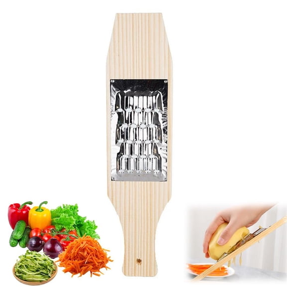 Carrot Grater, Solid Wood Food Grater, 304 Stainless Steel Hand Grater, Vegetable with Wooden Base, Heavy Duty Kitchen Slicer with Sided Sharp Teeth Rustproof Large Grating Tool - Size 7mm