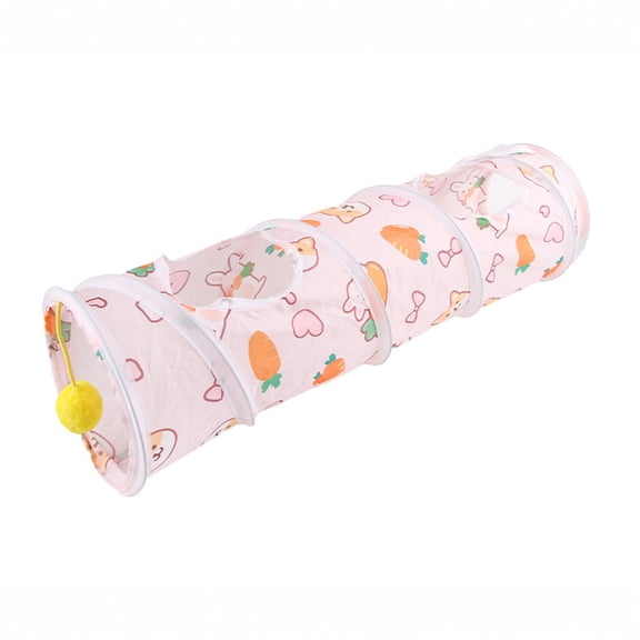 Carrot Hamster Tunnel Foldable Pet Play Tube, Fun Hideaway Exercise Toy for Small Animals Ferrets Guinea Pigs Rats, Decorative Orange Vegetable Theme Burrowing Tubes