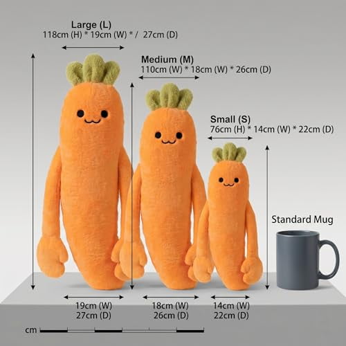 Carrot Hugging Pillow, with Heat Tapping and Pat Arm Bluetooth Recording, Body Cuddling Sleeping Pillows for Side Sleepers, Reading,Relax, Calming