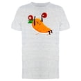 thumbnail image 1 of Carrot Lifting Weights Cartoon T-Shirt Men -Image by Shutterstock, Male Large, 1 of 2