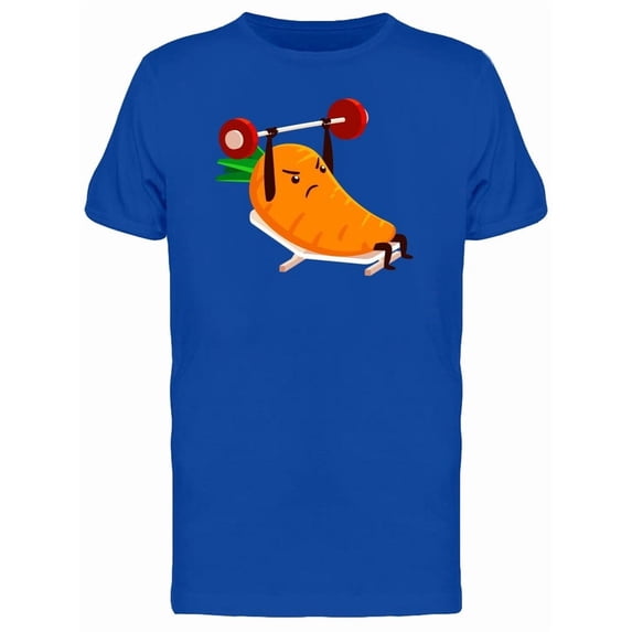 Carrot Lifting Weights Cartoon Tee Men's -Image by Shutterstock